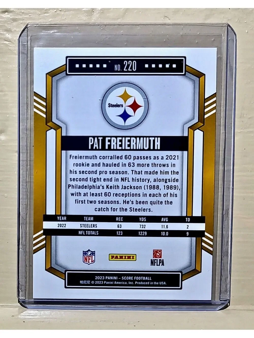 Pat Freiermuth 2023 Panini NFL #220 Score Football Card Pittsburgh Steelers